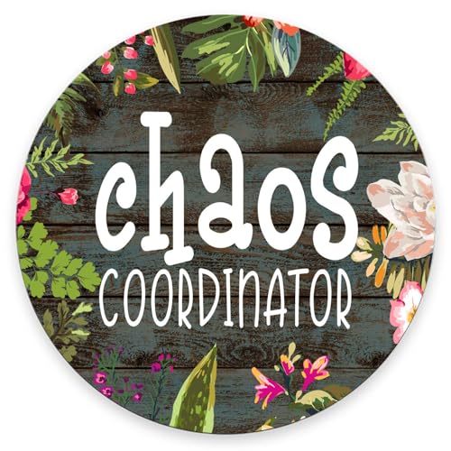 Round Mouse Pad, Chaos Coordinator Motivational Quote Customized Premium-Textured Mouse Mat,Washable Mousepads with Cloth, Non-Slip Rubber Base Small Mousepad, 7.9×7.9×0.12 inches