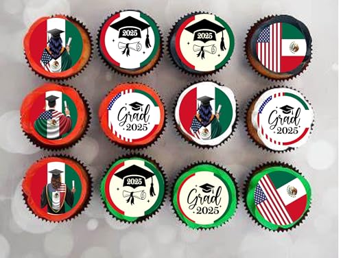 Mexican graduation Edible images for Oreo cookies chocolate covered, edible image cupcake topper printed on edible paper sugar icing sheet, for cookie decorating, 15 circles 2