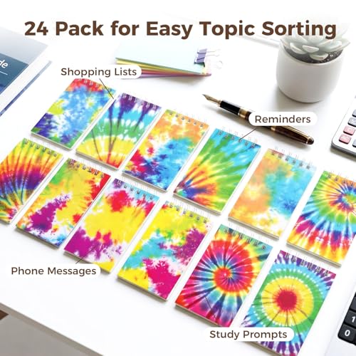 Petit journal tie dye lot de 24 mini carnets de notes pour invités