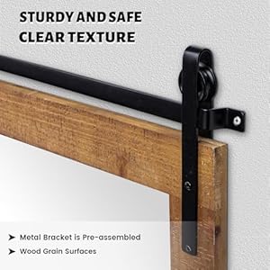 Farmhouse wall mirror 40 x 26 rustic wood framed wall mirrors barn door style large rectangle decorative wall mounted mirror for bathroom living room bedroom entryway brown  urban country home decor