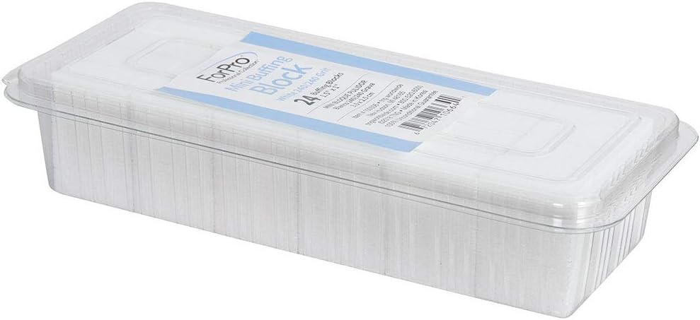 ForPro Mini Buffing Block, White, 240/240 Grit, Double-Sided Buffer, 1.5 L x 1 W x .5 H Inches, 24-Count : Everything Else