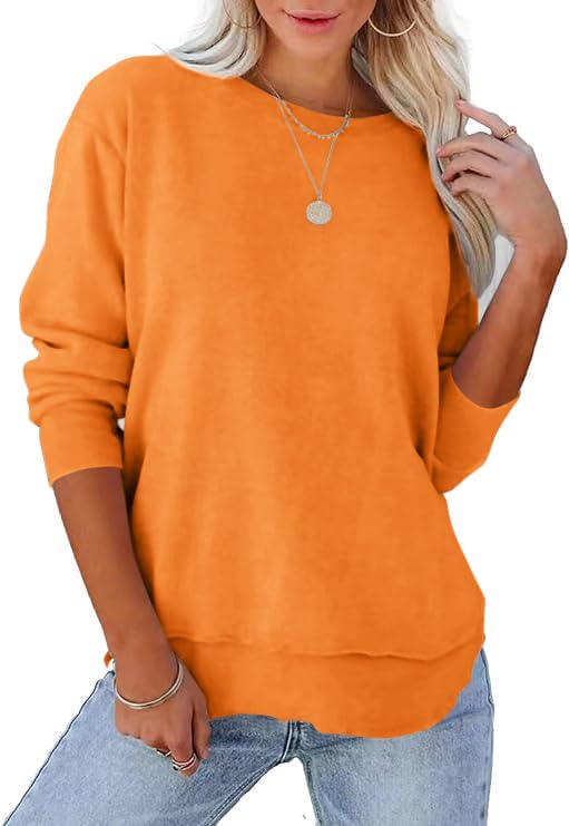 Image of Women's Casual Long Sleeve Crewneck Sweatshirt Loose Flowy Lightweight Pullover Sweatshirts Tops