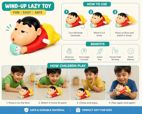 HVB Shinchan Toy for Kids, Crawling Shinchan Action Figure Movable Toy for Babies, Key Operated Wind Up Toys for Kids thumbnail 14