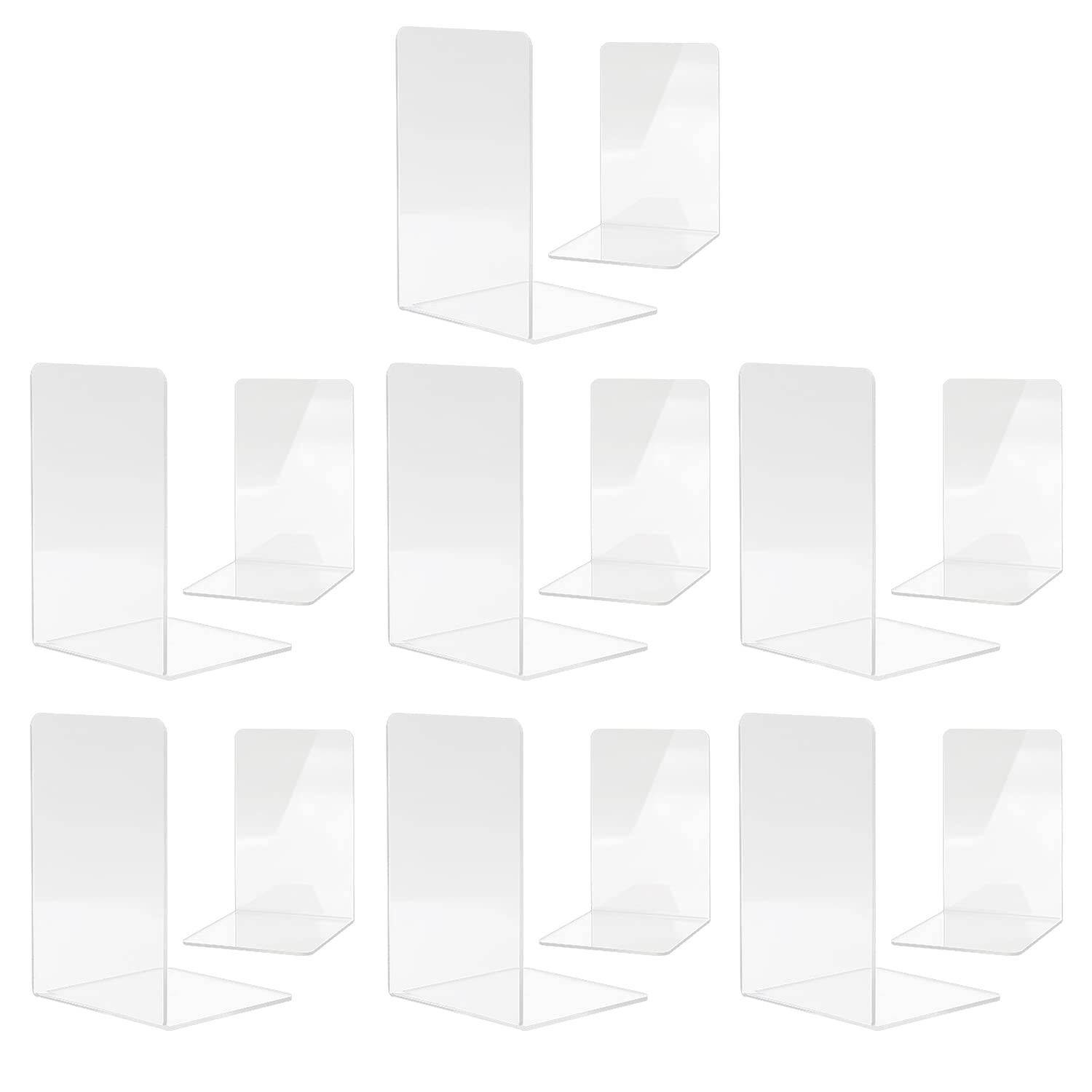 Buchstützen-Set, Buchstütze aus 14 Transparenten Acrylbuchstützen. Geeignet für Schule, Zuhause, Büro, Bibliothek, Schlafzimmer und Schreibtischorganisation, Transparente Dekoration