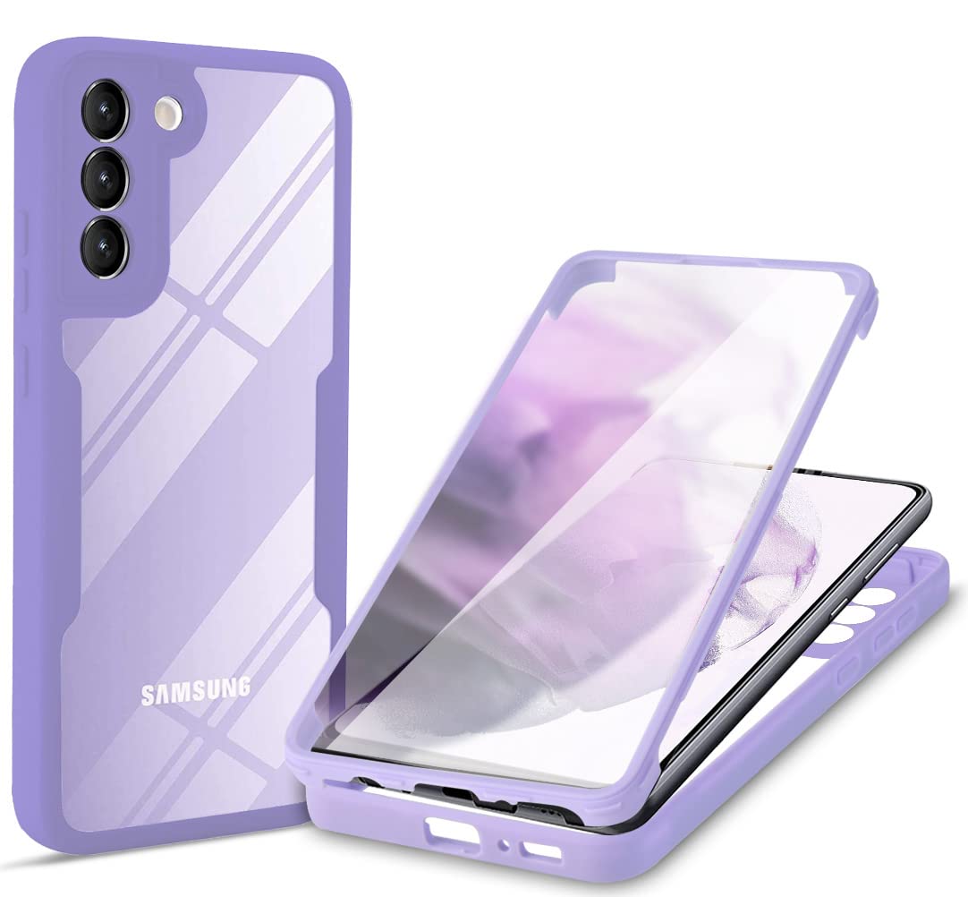 Ysnzaq for Samsung Galaxy S21 Ultra Case with Built in Screen Protector, Full Body Dual Layer Protective Cover for Men and Women Girls Stylish Shockproof Case for Samsung S21 Ultra.QS Purple