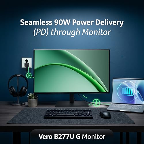 Image of Acer B277U G 27 Inch WQHD 2560x1440 IPS Monitor | USB-C 90W Docking, RJ45 LAN, HDMI 2.0 + DP 1.4 | 120Hz AdaptiveSync HDR10 | ErgoStand Tilt /Swivel /Pivot /Height | Eye Care | TCO /EPEAT Gold I Speakers