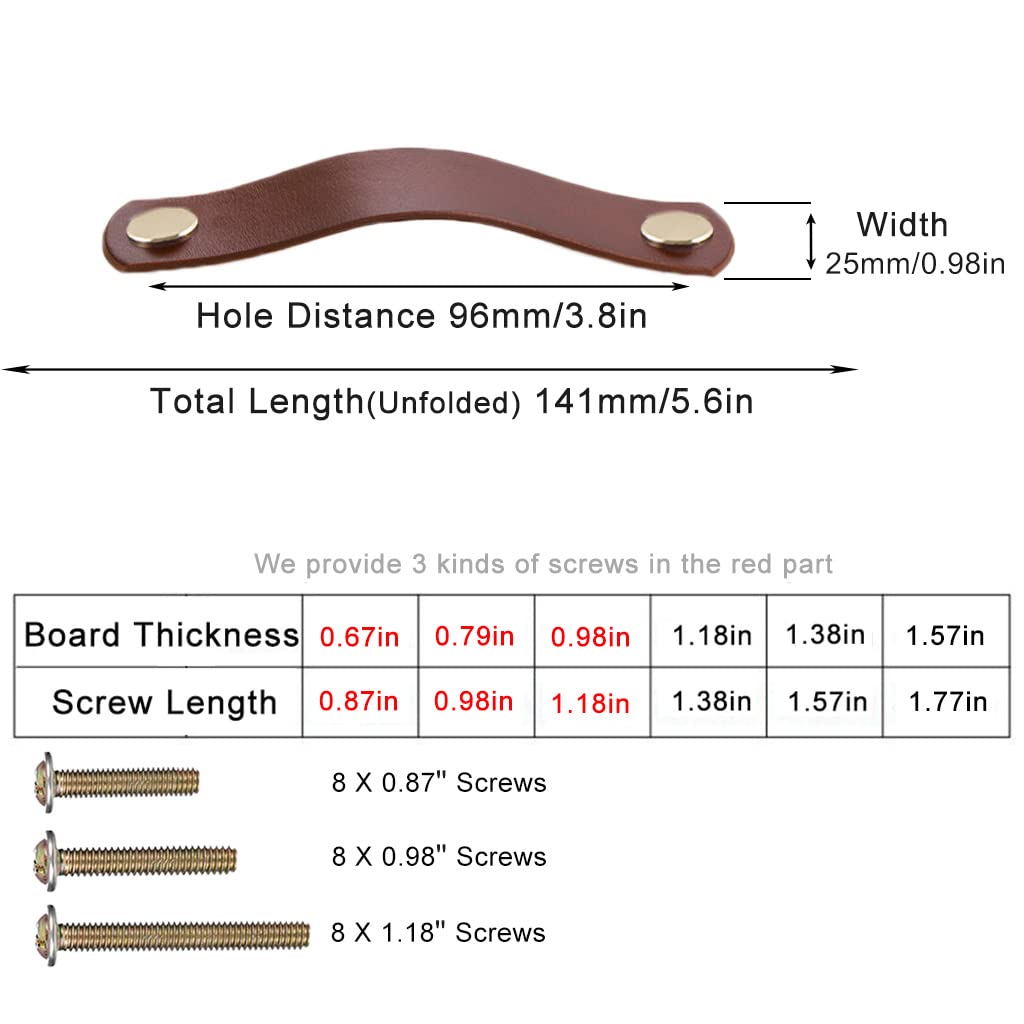 Genuine Leather Drawer Pulls - 4 Pack -2