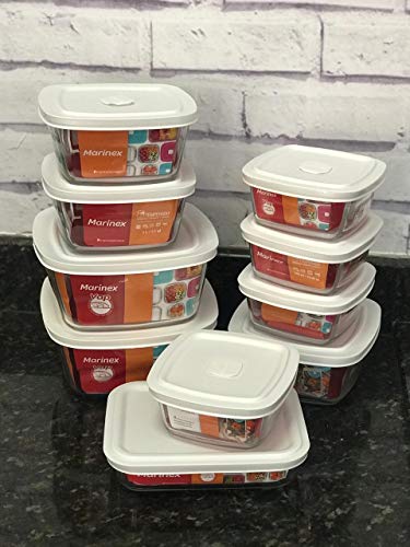 Conjunto Pote de Vidro 10 peças Marinex Com Tampa