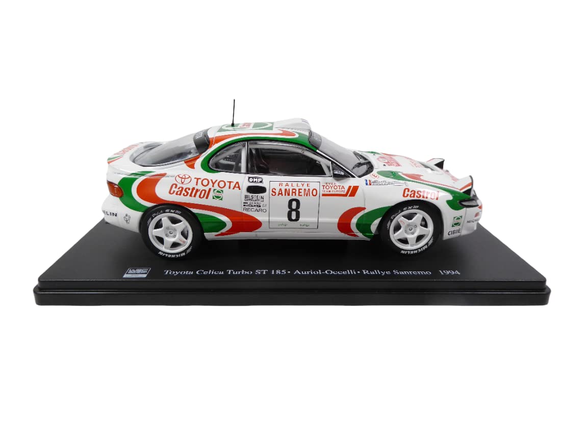 OPO 10 Voiture Miniature reproduite à l'échelle 1/24 Compatible pour Toyota CELICA Turbo St 185 - Auriol - Rallye Sanremo 1994 - RVQ08