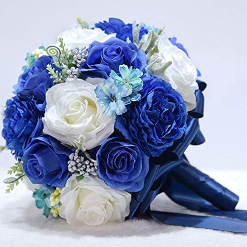 Amazon Co Jp ウエディングブーケ ブートニア 結婚式 ラウンド型ブーケ 造花 ウェディング用 アレンジメント Blue ジュエリー