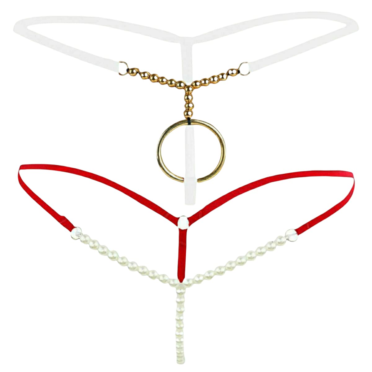 Men’s and Women’s Polyester Spandex G-String Thongs Combo Pack (White & Red: Free Size)-picture-34