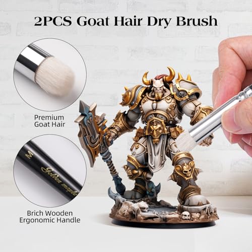 Kolinsky Sable Miniature Paint Brushes - Golden Maple 7pcs Detail Paint Brushes Drybrushes for Acrylic Watercolor, Small Fine Detail Paint Brush Set for Mini Paints (Black) - Thumbnail 3