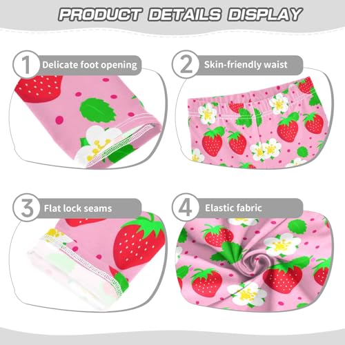 Girls Leggings Size 4T Strawberry Polka Dot Soft Stretchy Yoga Pants Tights Girl Clothes for Dance Running3