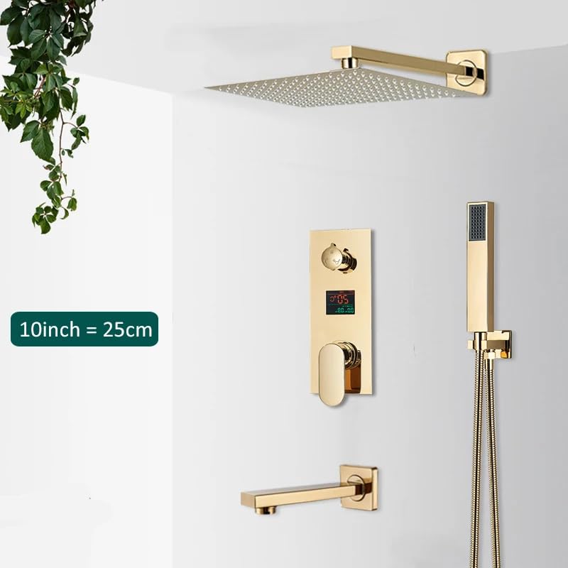 Système de douche LCD or luxe avec mitigeur cascade chic - 7