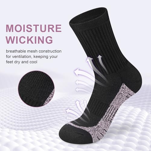 Image of Crew Socks Women Athletic Hiking Running Cushioned Compression Socks 3-5 Pairs