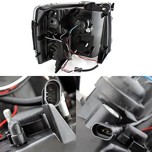 AKKON - For Chevy Silverado 1500 2500 3500 HD Black Dual LED Projector Headlights + Dark Red Tail Lights