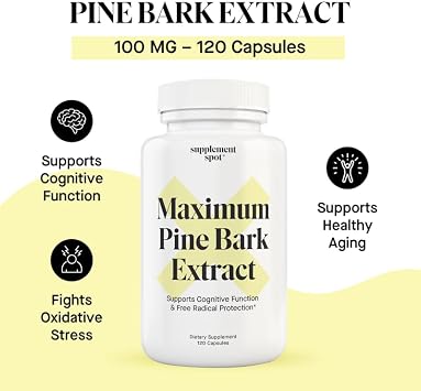 Maximum Pine Bark Extract 100 mg per Serving| Maritime Pine Bark Supplement for Natural Health Support (120 Capsules)