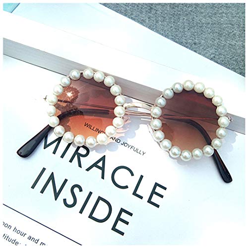 Naimo Toddler Kids Girl Pearl Round Anti-UV Sunglasses for Party Photography Outdoor Beach4
