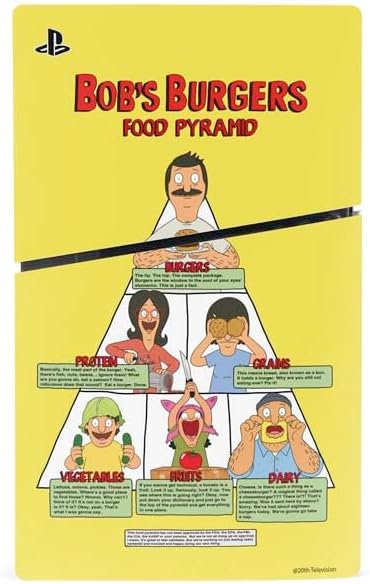 Skinit Decal Gaming Skin Compatible with PS5 Slim Digital Edition Bundle - Officially Licensed Bobs Burgers Food Pyramid Design