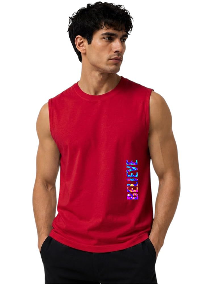 Men Cotton Printed Ribbed Round Neck Sleeveless Casual| Sports| Gym| Tank Top | Vest| Regular Fit T Shirt-image-31