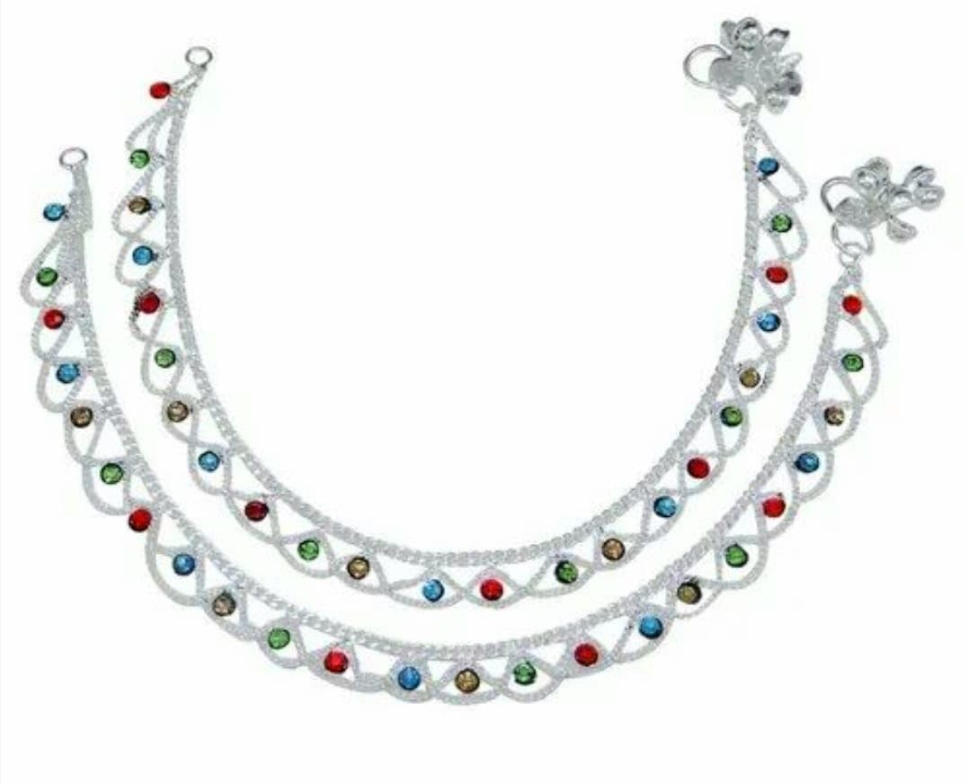 Traditional Ethnic Foot Jewellery Silver Plated White Metal Ghungroo Painjan Payal Leg Chain Stylish Imitation Pair Of Ankle Alloy, Crystal Anklet For Girls & Women. (B0CR47PRQW) Amazon Price History, Amazon Price Tracker