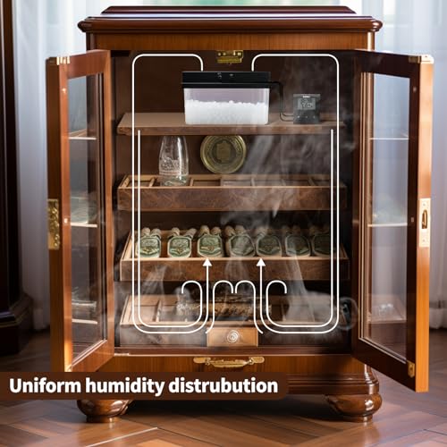 Briidea Electric Humidifiers for Cabinet (10-50 Cubic Ft.), 30% RH~80% RH Humidity Setting Values, Perfect Monitoring Temperature and Humidity, 12V Adapter Power Supply