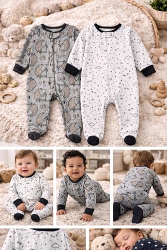 Image of TuddyBuddy 100% Cotton Multi Color Zipper Romper Sleepsuit /Romper /Jumpsuit for Baby Boy & Baby Girl
