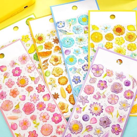 Image of Cots and Cuddles 3D Puffy Floral Stickers for Kids & Toddlers |200+ Flower Stickers, 3D Stickers Scrap Book Decoration for Boys & Girls |Floral Stickers, 4 Strap