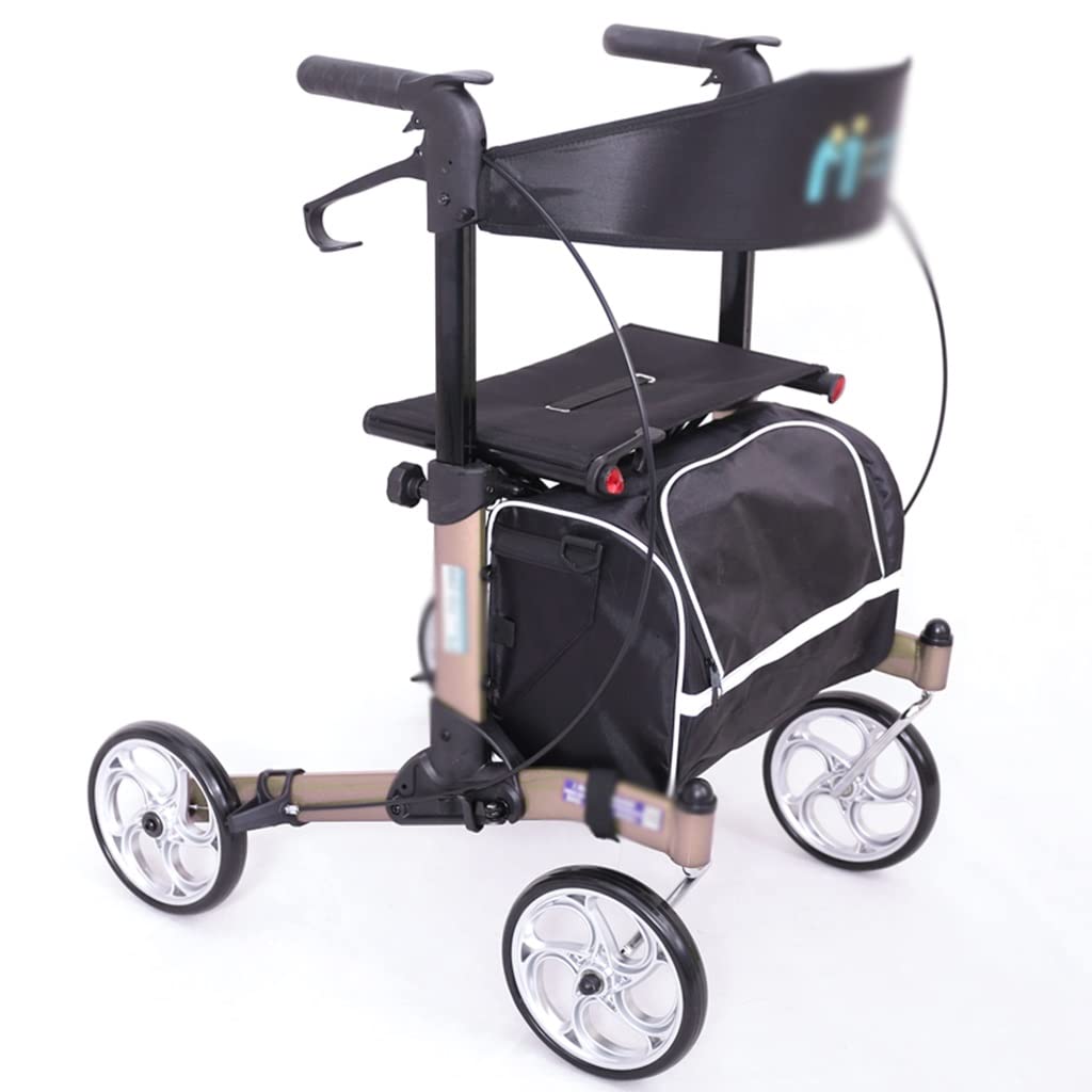 Rollator Mobility Walking Aid dla osób starszych, składany chodzik Rollator dla seniorów, Rolling Mobility Walking Aid z (beżowy 61,5 x 69 x 77,7 cm)