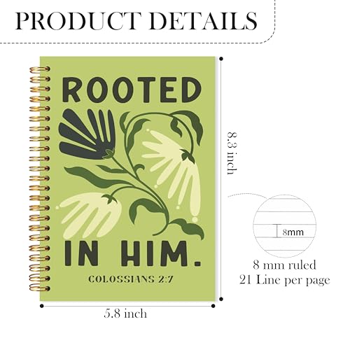 Carnet chrétien rétro vert floral pour écriture et étude biblique - 6