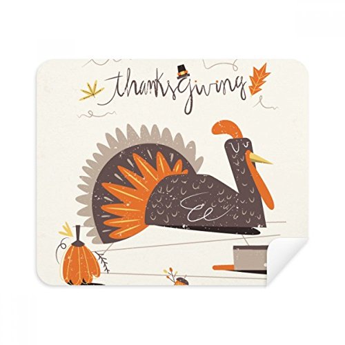 Thanksgiving Day Turkey Pattern Cleaning Cloth Screen Cleaner 2pcs Suede Fabric