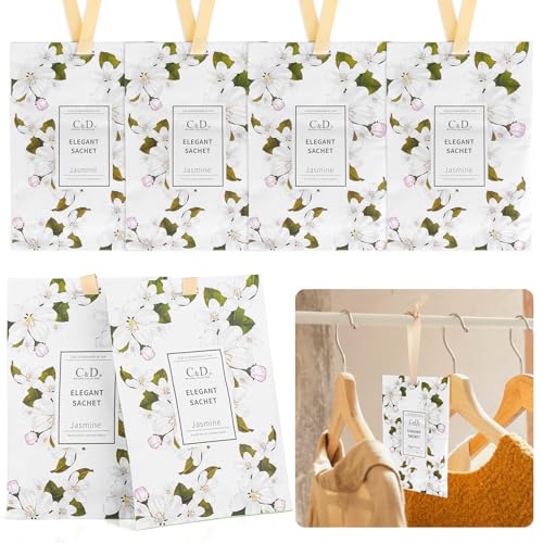 6 bolsitas perfumadas para armario, 20 g de fragancia para armario, bolsitas frescas para armario, aromaterapia, bolsas para cajones, armarios, coches, guardarropas (jazmín)