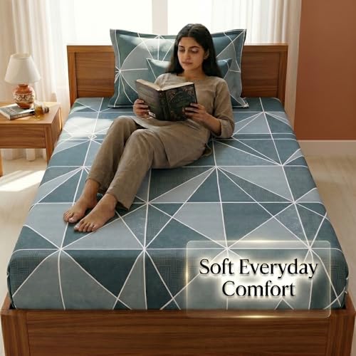 Image of Mafatlal 125 GSM Merino Single Size Bedsheet with Pillow Cover | 90 x 60 Inches | Soft, Breathable & Lightweight | Grey