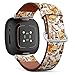 CJBROES Replacement Leather Watch Band, Compatible with Fitbit Versa 3 and Fitbit Sense of Wristband Bracelet Accessory - Kitten Long Tabby
