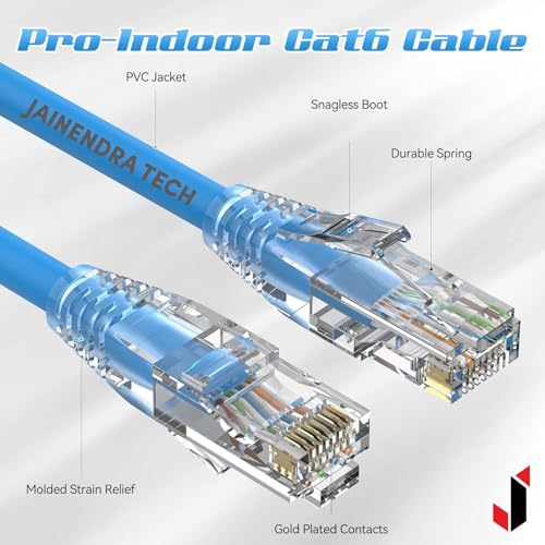 Image of Cat6 Ethernet Patch Cable 24-Pack (7 ft) - Technician Grade Slim & Flexible LAN Cables - Gigabit RJ45 Network Patch Cord for Switch, Patch Panel, Router, Server Rack- Gold-Plated