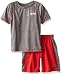 STX Big Boys' 2 Piece Performance Athletic T-Shirt and Short Set, Gray/Engine Red, 12