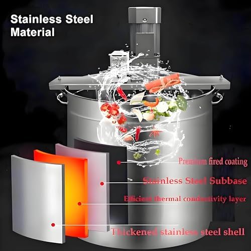 Electric Stainless Steel Soup Mixer with Heating Function - Adjustable Speed Commercial Pot Stirrer for Soup, Chili Sauce, Beverages, Jam & Porridge Cooking