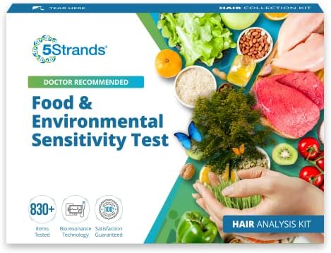 5Strands Food & Environmental Sensitivity Test for Adults & Children, 800+ Items Tested, Kids Intolerance Testing Kit, at-Home Hair Analysis, Results in 7 Days