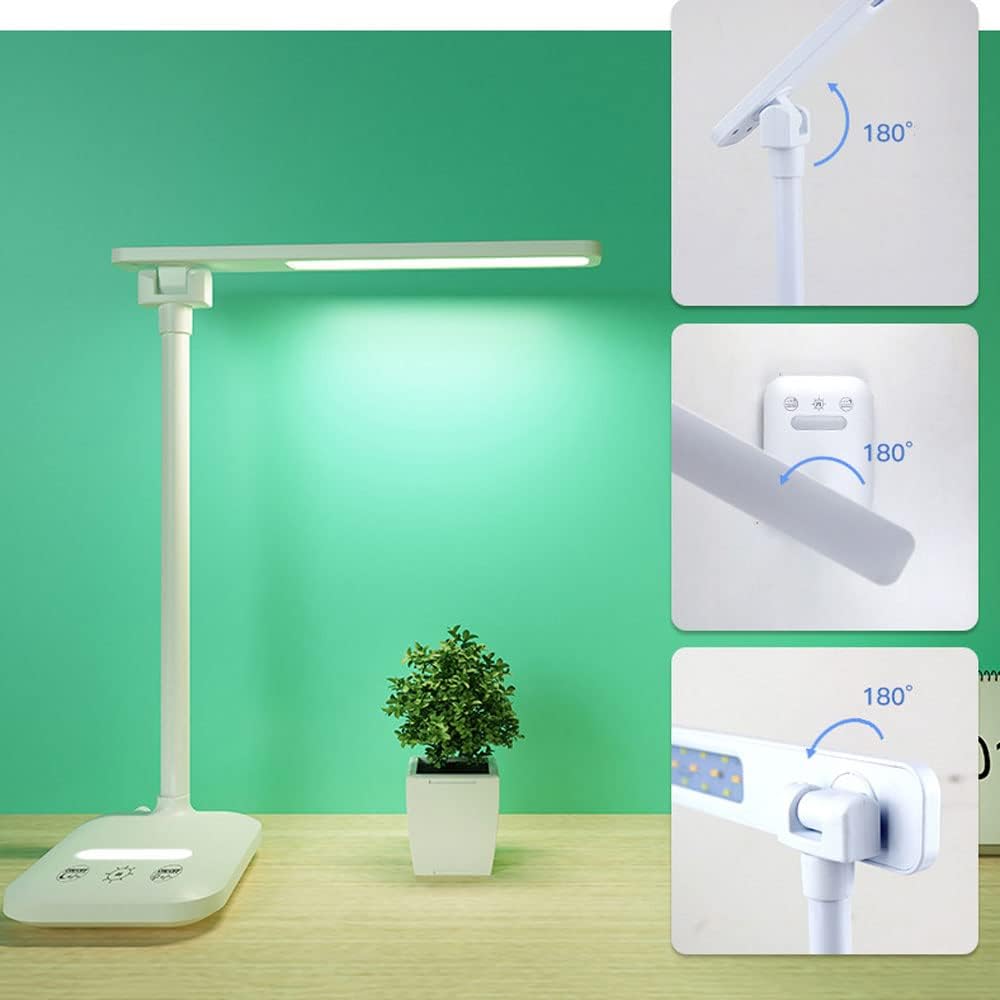 Desk Light, LED Desk Lamp Dimmable Home Office Table Lamp Touch Control Collapsible 5W Reading Lamp, 3 Brightness Levels/3 Colors Modes, USB Rechargeable Table Lamp 1600mAh