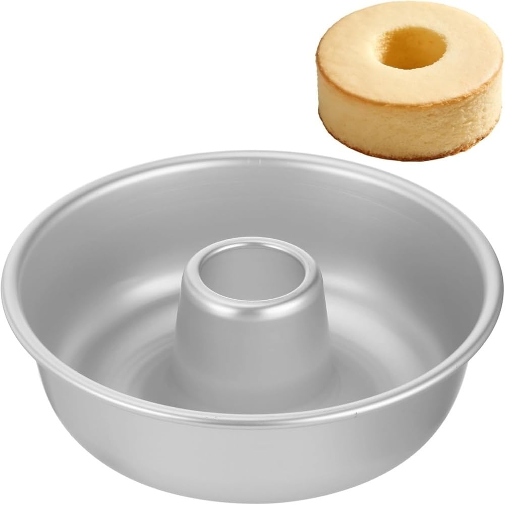 Xnuiasqe As Shown Ring Cake Pan,Anodized Non-Stick Round Pound Cake Mold With Central Chimney Tube,For Chiffon,Chocoflan,Donuts And Baking