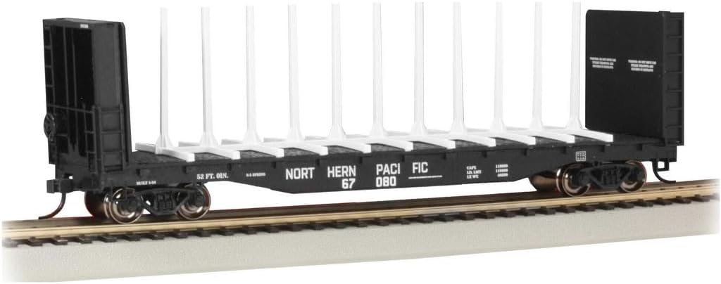 Bachmann Trains - 52' Center-Beam FLATCAR with BULKHEADS - Northern Pacific #67080 - HO Scale