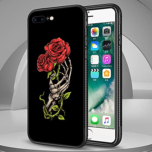 Zhegailian Iphone Se2020 Case,Red Rose Skull Iphone Se2022/8/7 Cases For Girls,Non-Slip Pattern Design Back Cover[Shock Absorption]Soft Tpu Bumper Frame Support Case For Iphone 7/8/Se2020/Se3 4.7-Inch #TOP6