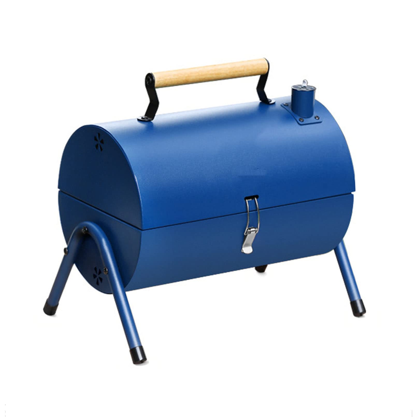 Barbecue à charbon portable bleu en métal réglable multifonction pour camping de 2 à 4 personnes