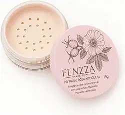 Pó Facial de Rosa Mosqueta Fenzza -Acabamento Matte, Ideal para todos os tipos de Pele, Controle de oleosidade, Ideal para Selar e Maquiagem e Prolongar a Duração 15g
