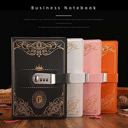 Bullet Journal Notebook de mot de passe A5 Retro avec cahiers de verrouillage Puce Journal de verrouillage cuir Voyageur Notepad School Papeterie Cadeaux Cahier De Note ( Color : B , Size : A5 )