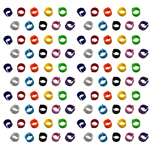 LLangfei 200Piezas Anillos de Pies de Pájaros Clip Bandas de Piernas, Sin Números Palomas Coloridas Loros Apertura Identificar Anillos de Piernas (8mm Colores Aleatorios) Cover