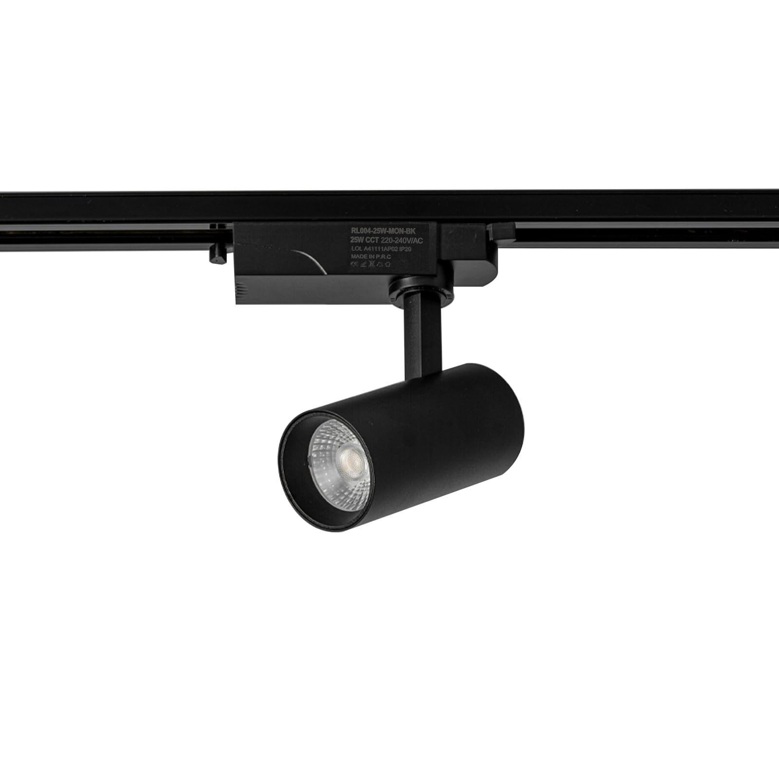 Alpinaluz Foco LED para Carril Monofásico 25W 2500lm CRI>90 CCT Seleccionable 2700K-4000K-6000K Orientable Negro Mate Ángulo 40° Iluminación Profesional Comercial y Residencial IP20