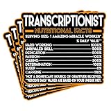 (4Pcs) Transcriptionist Vinyl Decal Sticker – Nutritional Facts Quote for Laptops, Water Bottles, Cars, Bumpers, Toolboxes – Gift for Coworker, Office, Birthday, Christmas – Waterproof Vinyl Sticker