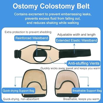 Ostomy Colostomy Belts Stoma Belt for Women Men, Adjustable Abdominal Hernia Support with Support Bag Helps Protection Ostomy Bag