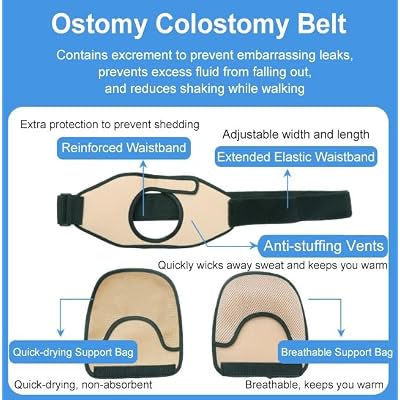 Ostomy Colostomy Belts Stoma Belt for Women Men, Adjustable Abdominal Hernia Support with Support Bag Helps Protection Ostomy Bag